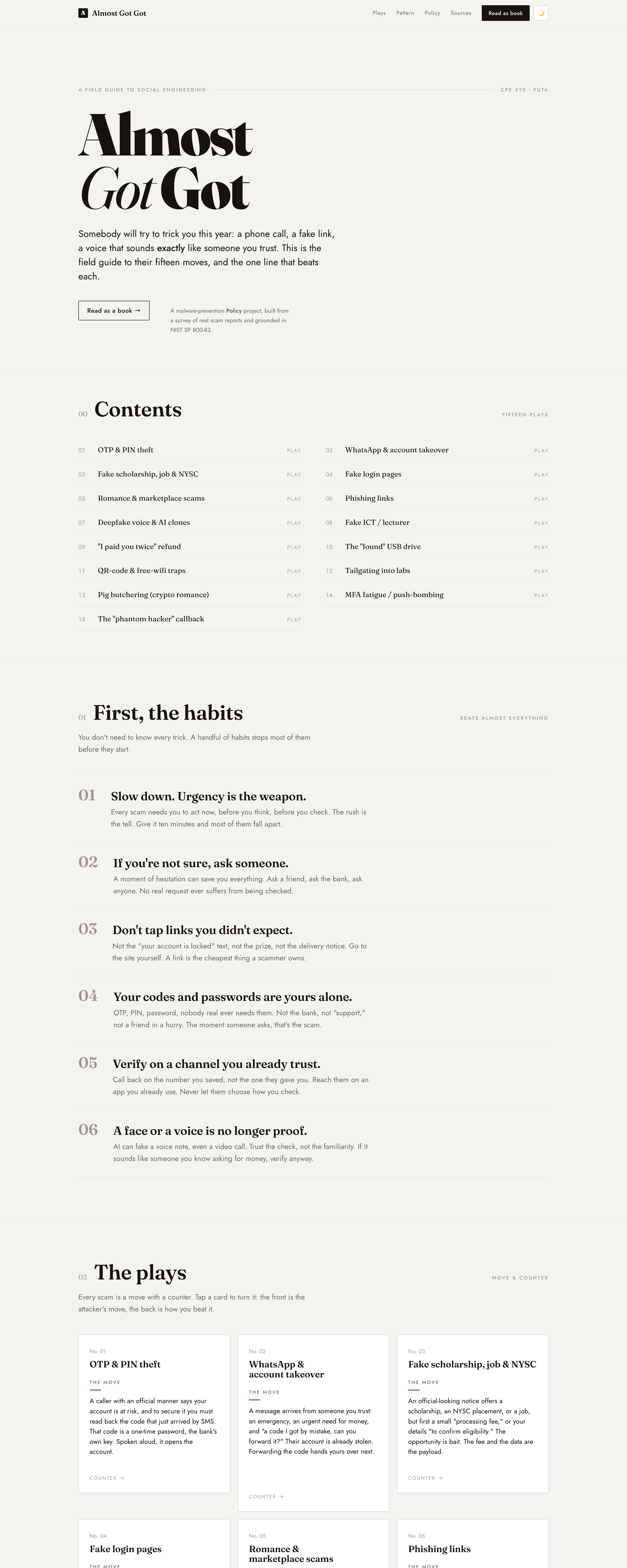 The habits, and the plays